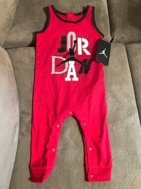 NWT Michael Jordan Red Infant Tank Romper with Jumpman Graphic 6-9 Months #23